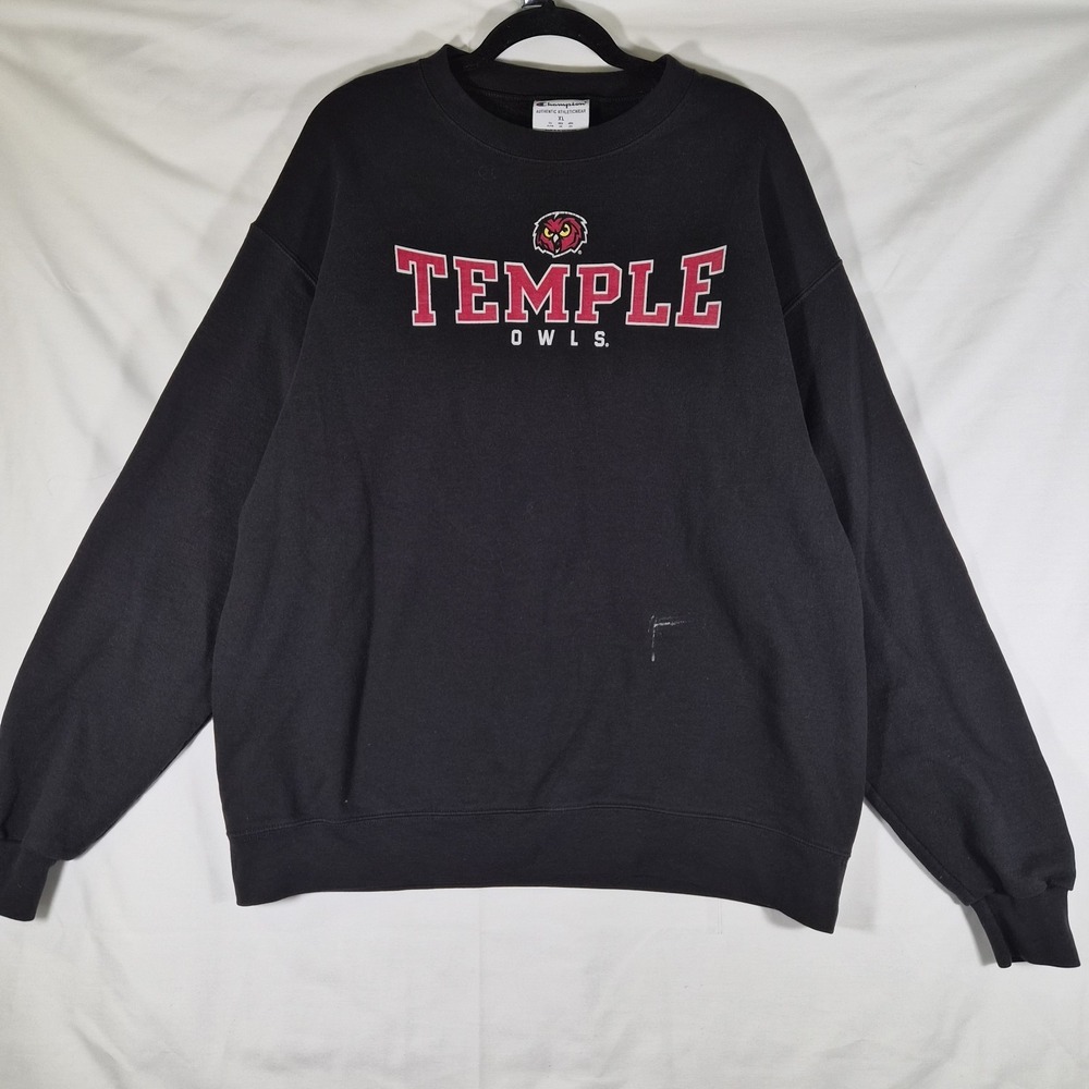 Temple Owls Champion Sweatshirt Men XL Black Crewneck NCAA College Graphic